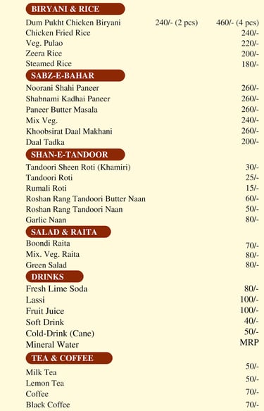 a menu of a restaurant with a menu listing