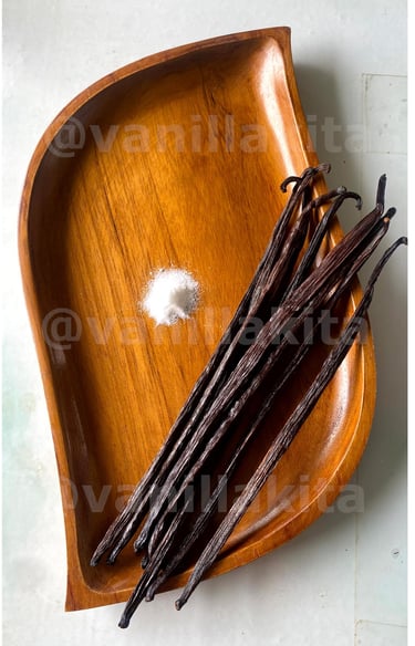 Vanilla beans on tray