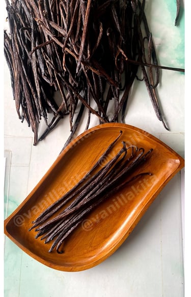 Vanilla beans on tray