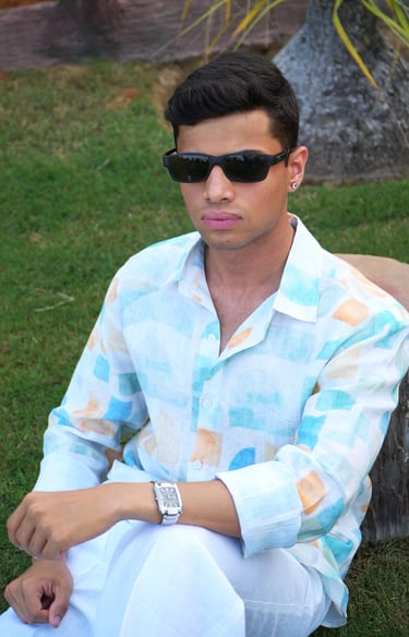 linen geometry shirt