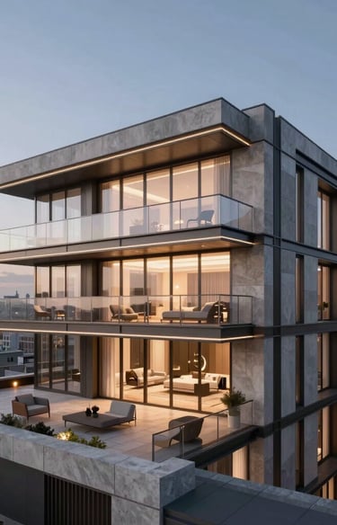 Aerial view of a city park surrounded by skyscrapers.