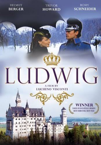 Movie poster for Luchino Visconti's Ludwig featuring Helmut Berger and Neuschwanstein Castle.