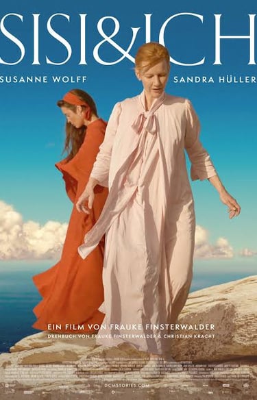 Movie poster for Sisi and I featuring Susanne Wolff and Sandra Hüller in elegant period dresses by the sea.