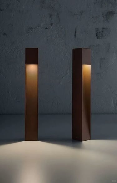 Ambient outdoor lamp creating a soft golden glow for balcony, terrace, and garden spaces.