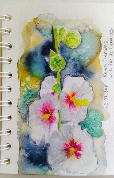 a notebook with a drawing of a flower