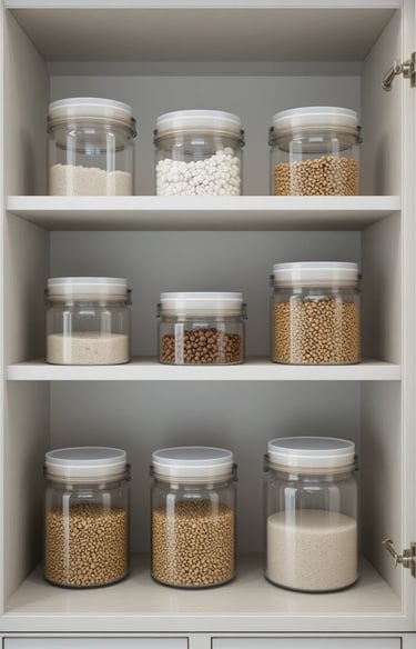 BlenderBottle GoStak Twist n' Lock Storage Jars, 4-Piece Starter Pak, Black