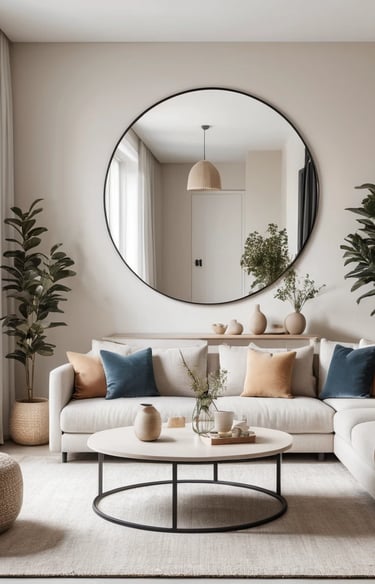 WallBeyond Wood Round Mirror with Wood Frame