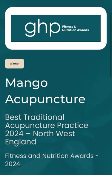 An award for best traditional acupuncture practice 2024 by GHP fitness and nutrition