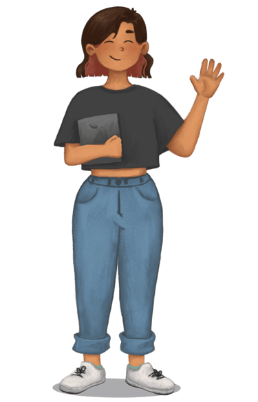 Cartoon character waving