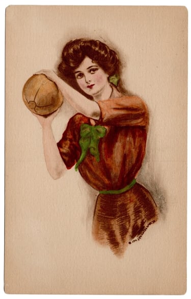 1910 J Knowles Hare Jr Vintage Postcard Basketball Drawing