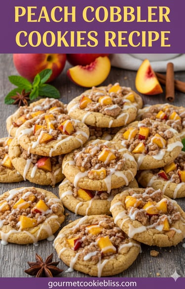 11 A generous pile of thin, moist peach cobbler cookies, each artfully glazed.