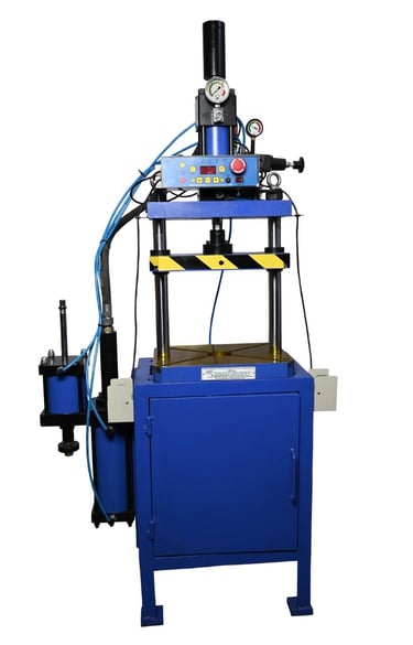 Custom hydro pneumatic press machine with z cylinder as per clients requirements manufractured by national pnuematic systems.