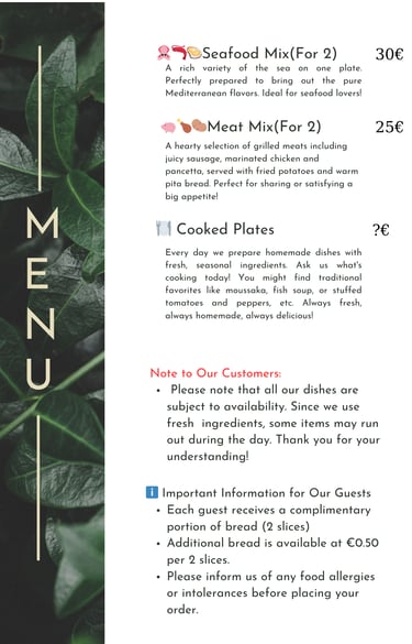 Cooked Food , The Sunset Drift Tavern In Ksamil by Johns Guesthouse
