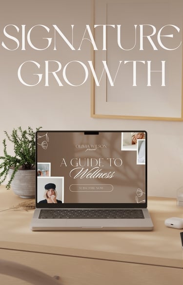 Conversion-focused web design mockup with serif headlines, spacious grid, beige palette and clear na