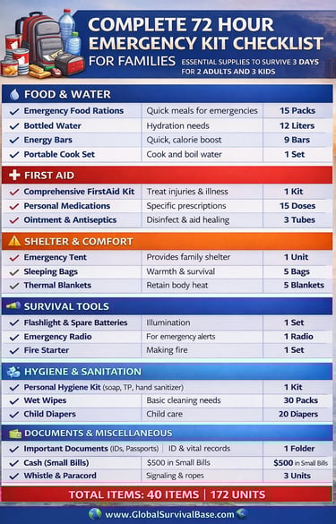 72 Hour Emergency Kit Checklist for Families (Complete Guide)