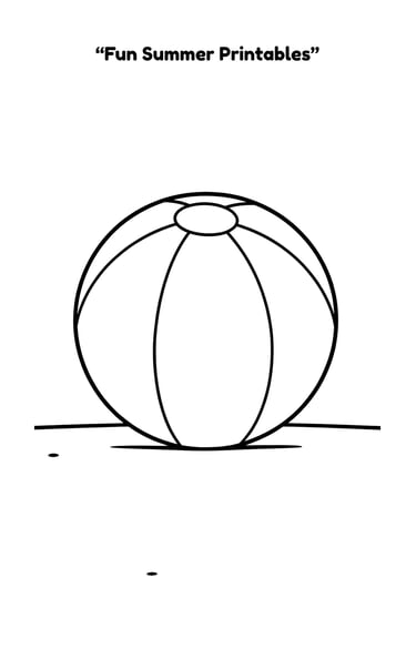A simple beach ball coloring page for kids as part of fun summer printables.