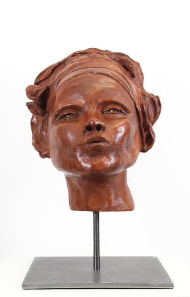 Un bisou ?, argile, 33x20x20cm