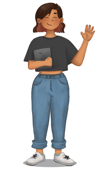 Cartoon character waving