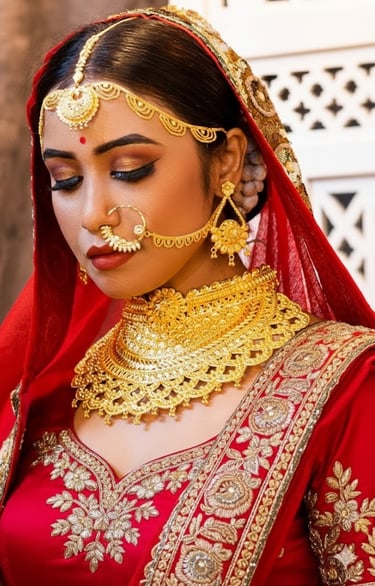 City Girl Jewellery 24ct Gold-Plated Copper Bridal Nath – Floral Design Nose Ring for Brides