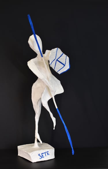 Jouteur sculpture paper Sète France