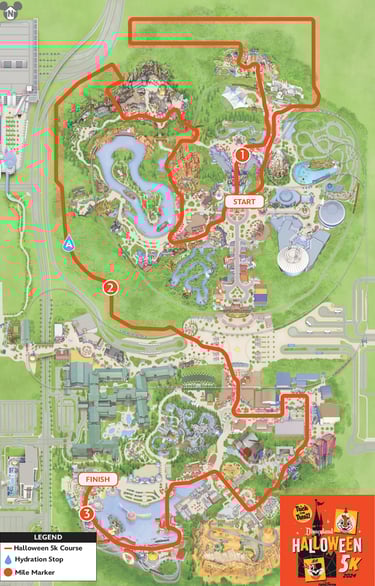 2024 runDisney Disneyland Halloween 5K Course Map