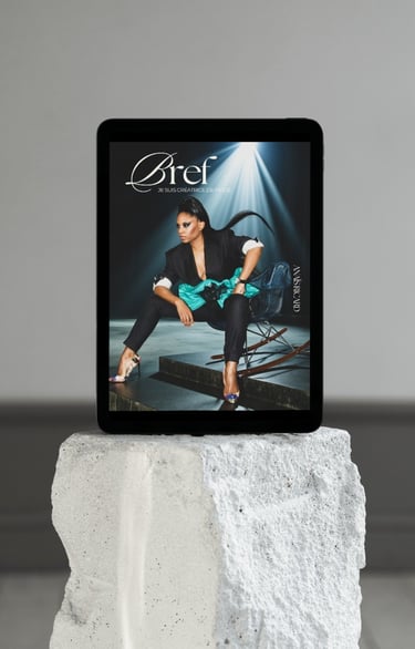 a tablet with a magazine cover of a woman