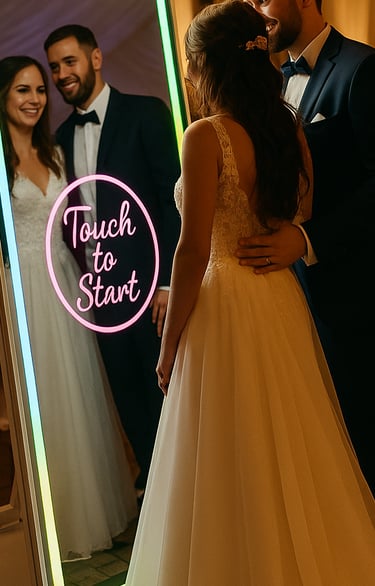 Hochzeiten profitieren vom VIP Design des Fotospiegels, Hochzeitsgäste sind VIP Gäste Fotobox mieten