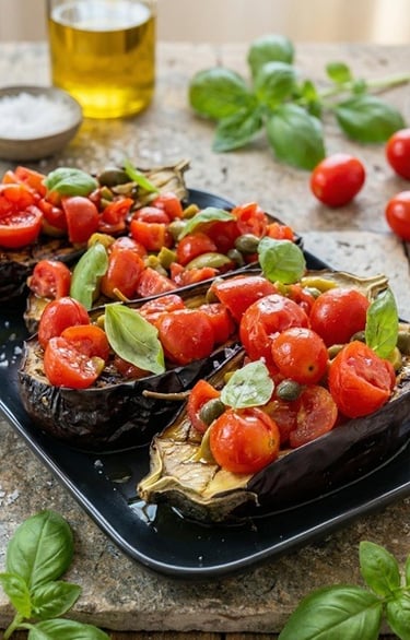 Vegan roasted eggplant bruschetta recipe