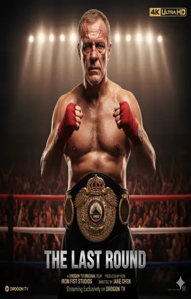 The Last Round movie poster featuring a veteran boxer wearing a championship belt and red hand wraps.