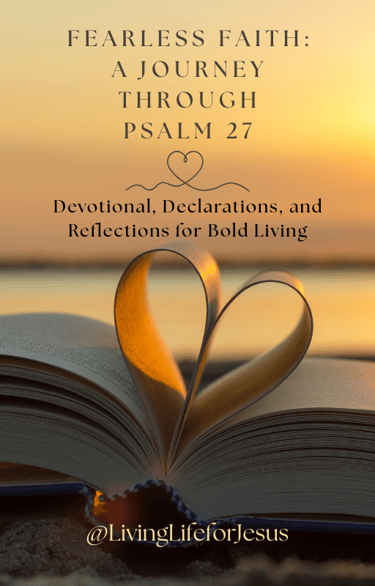 Fearless Faith devotional eBook cover with open Bible shaped like a heart