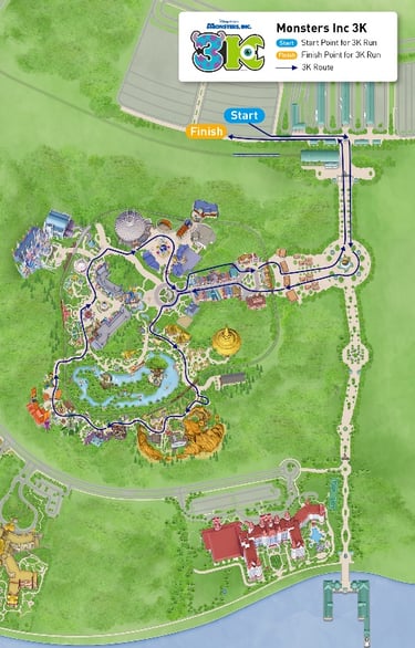 2019 Hong Kong Disneyland 10K Weekend Monsters Inc 3K Course Map