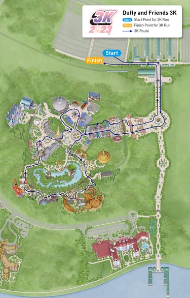 2023 Hong Kong Disneyland 10K Weekend Duffy and Friends 3K Course Map