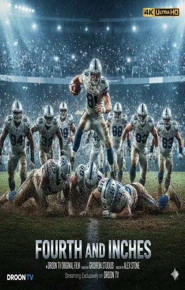 Movie poster for Fourth and Inches featuring American football players in action on a muddy field.