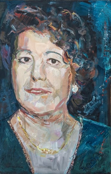 Retrato de Carmen, óleo del pintor Argi Girón. Portrait, oil on cardboard, painter, artist, art