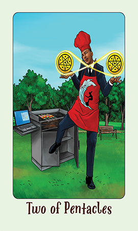Jasper tarot two of pentacles