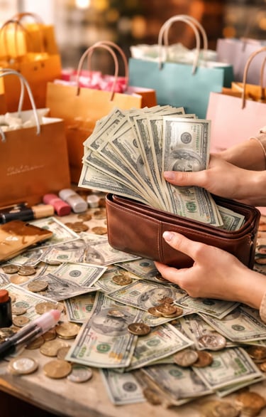 Essa imagem presenta uma pessoa aprendendo a gastar o seu dinheiro