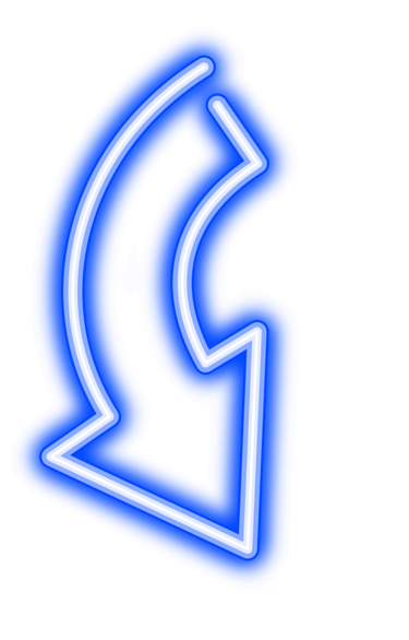 Outline of a Blue neon glowing arrow