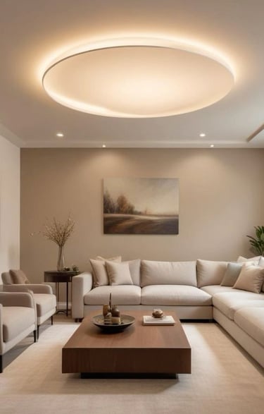 asma tavan ile derinlik kazandırılmış iç mekân