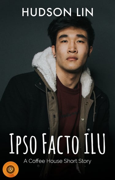 Book cover for Ipso Facto ILU by Hudson Lin featuring a young Asian man in a winter jacket.