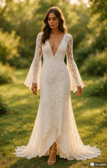 robe de mariée bohème chic fluide décolleté