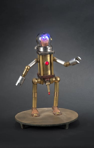 Found object robot named Fred by Santa Barbara sculptor Tal Avitzur.
