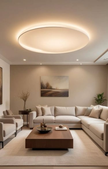 asma tavan ile derinlik kazandırılmış iç mekân