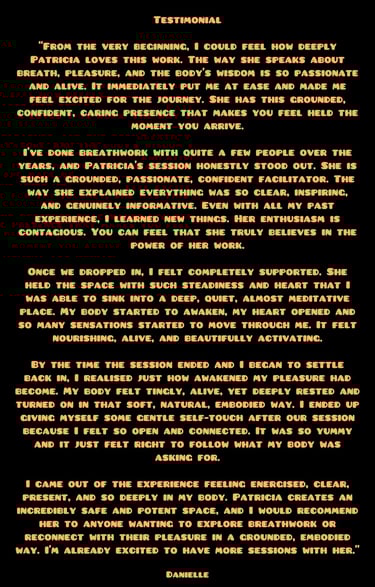 Pleasure Breathwork testimony