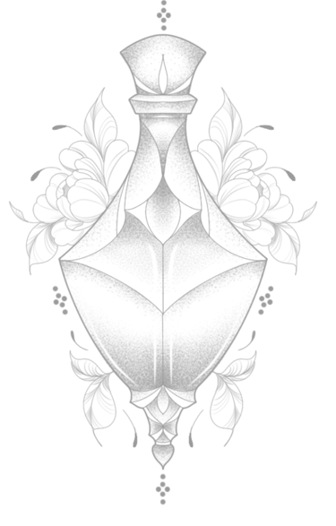 Dessin de fiole tattoo, petite opacité