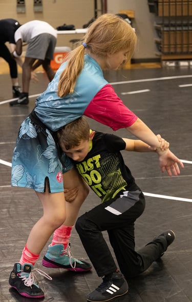 Young wrestlers drilling