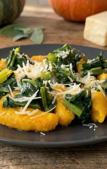 Vegetarian pumkin gnocchi made at home
