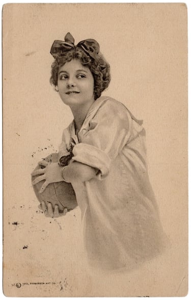 1912 Parkinson Art Company Girl with Basketball & Hair Ribbon Antique postcard