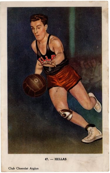 Chocolat L'Aiglion #47 Hellas 1952 Basketball Card from Belgium