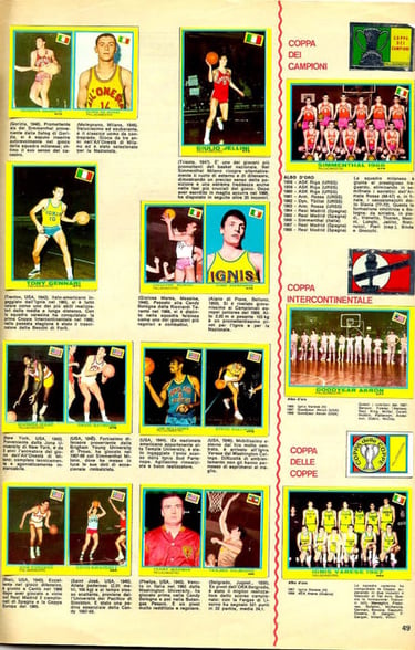 1968 Mira Tuttosport Album Basketball Cards Page 3