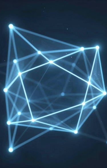 Abstract AI-generated music waveform glowing in neon blue on a dark background.